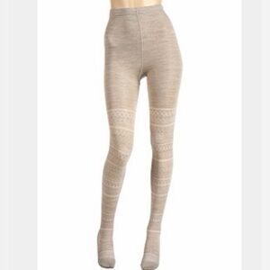 New Smartwool Estonia II Merino Wool Blend Tights in Oatmeal Heather Sz S